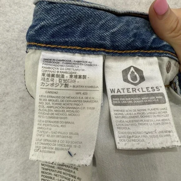 Levis Premium Loose Straight Jeans Mens 29x30 Blue Denim Waterless Relaxed Fit - Picture 12 of 15